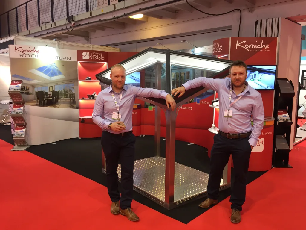 How it started: The start of the Korniche journey, Bradley andAshley unveiling the Aluminium Roof Lantern at FIT Show 2016.