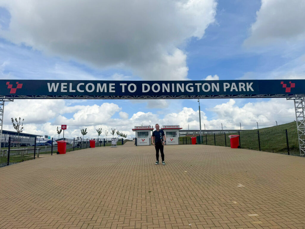 "Welcome to Donington Park." The man is Bradley Gaunt, Managing Director of Made For Trade / Korniche.